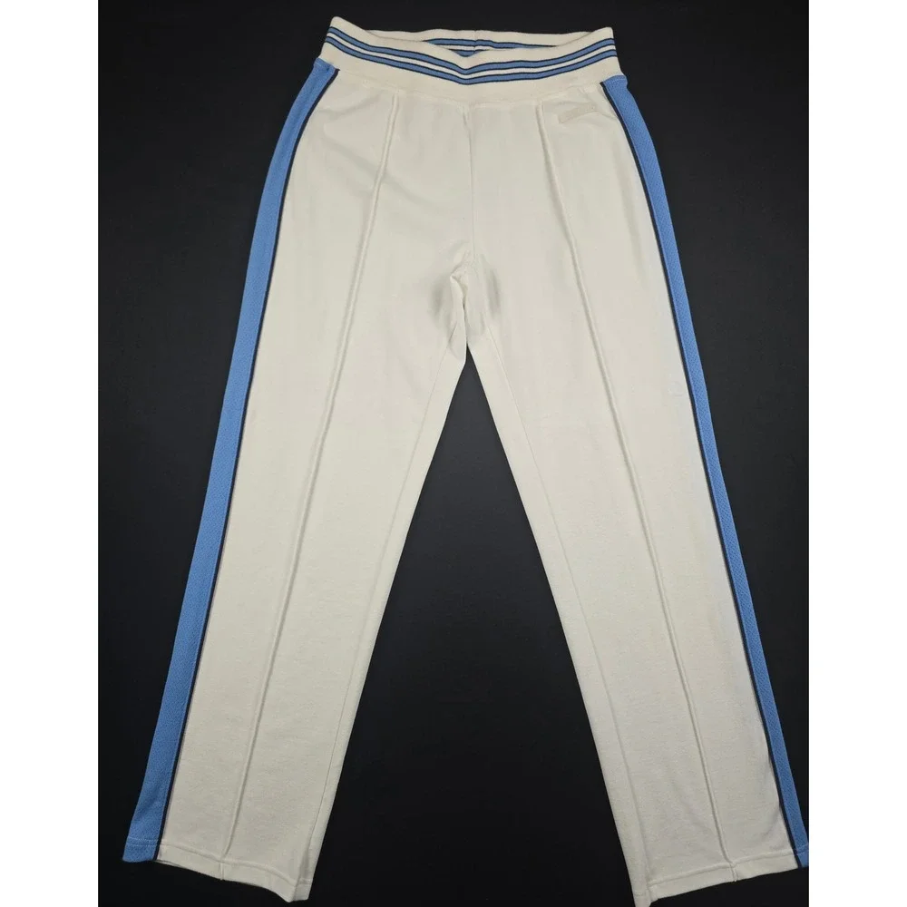 New York Laundry White Track Pants Blue Mesh Stripe Stitched Crease Medium